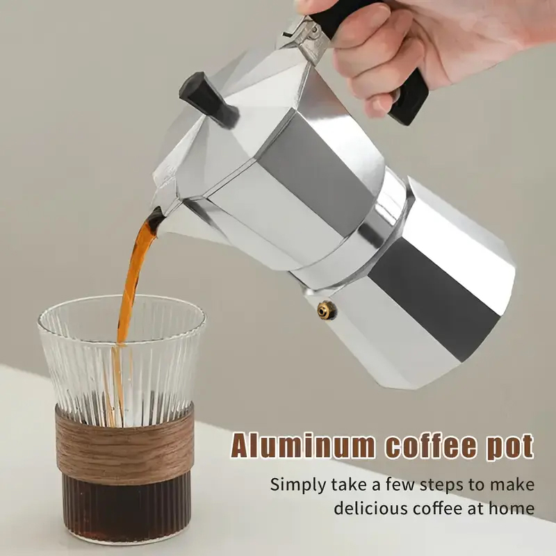 Coffee Equipment Espresso - Klassischer Aluminium-Moka-Kocher 50-300ML Haushalts-Espressomaschine für Herdplatten,