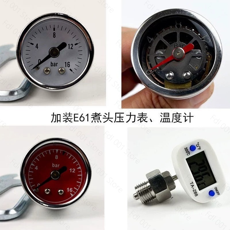 Pressure Gauge Espresso - E61 Espressomaschinen-Upgrade-Kit mit Druckanzeige & Thermometer,