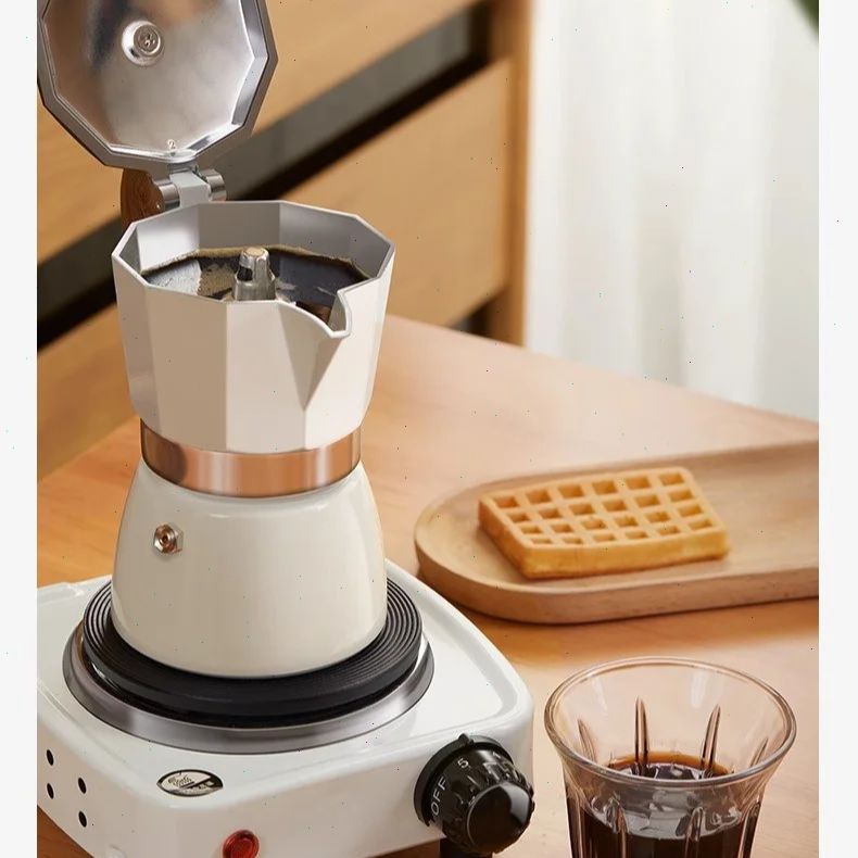 Coffee Equipment Espresso - Moka-Kanne mit rundem Boden, Einzelventil, kleine